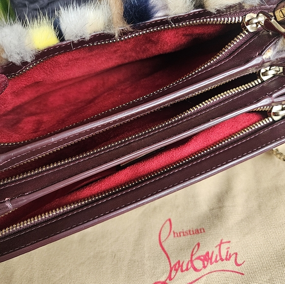 Christian louboutin fur multicolor side studs shoulder bag with gold hardware - Picture 10 of 17